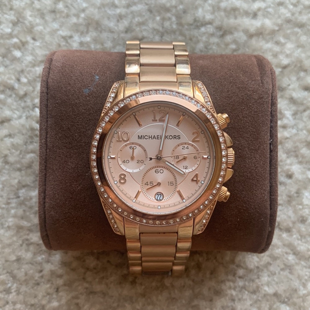 Michael Kors Blair Rose Gold-Tone Stainless Steel Chronograph Watch